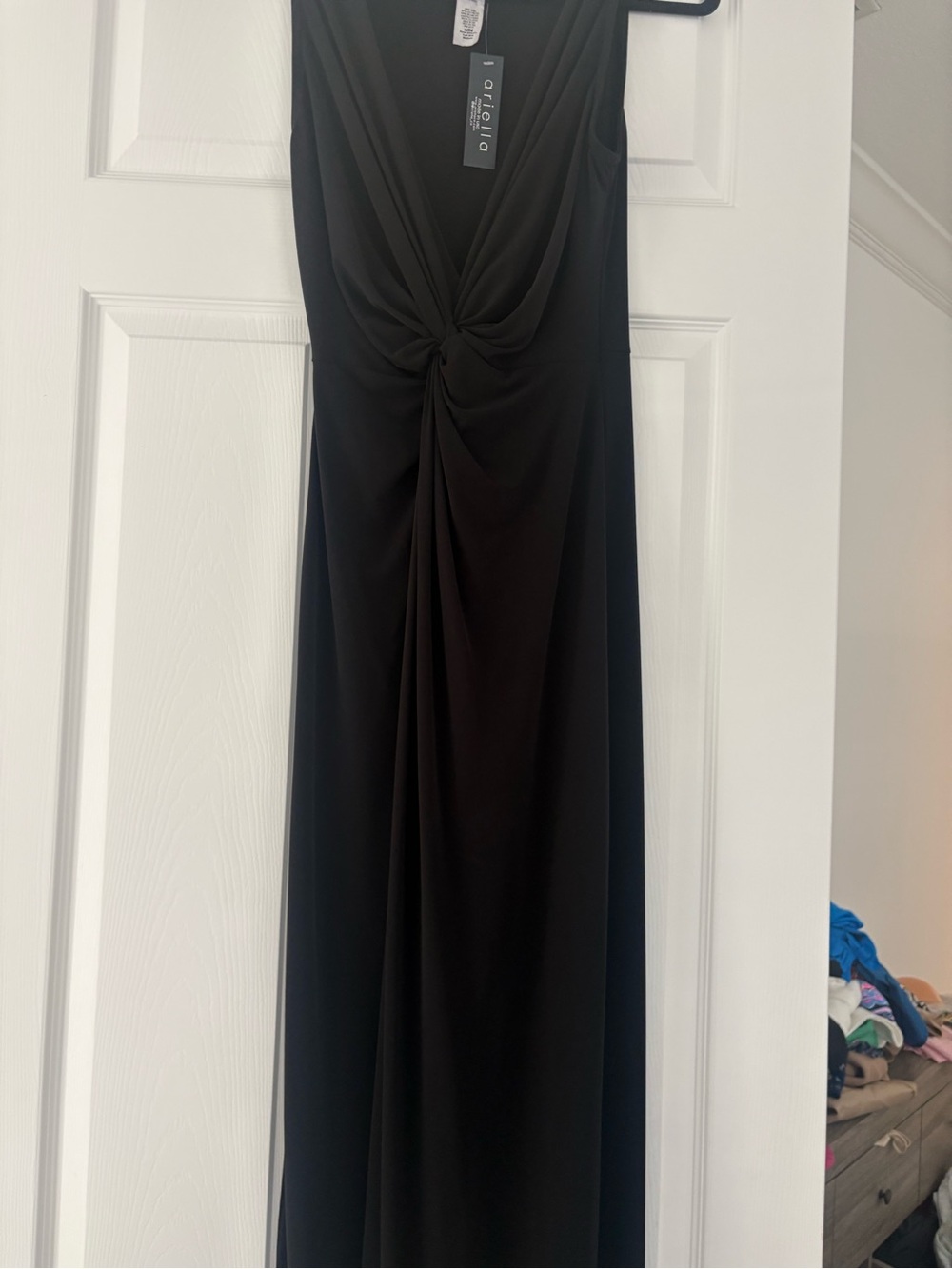 Ariella Black Sleeveless Knot-Front Maxi Dress
